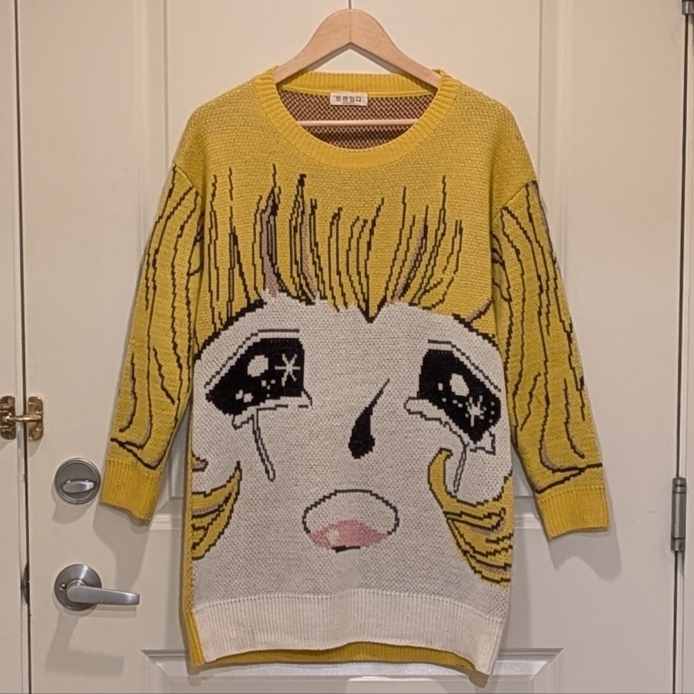 EUC pushBUTTON Korea S FW23 Crying Girl Oversized Knit Sweater